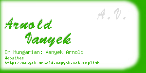 arnold vanyek business card
